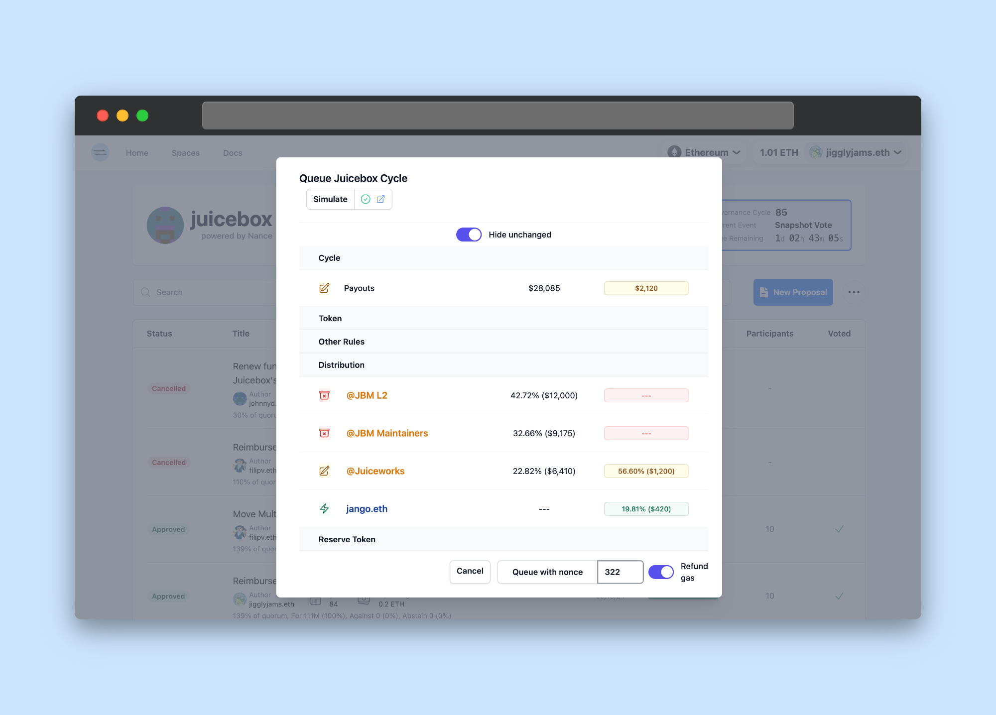 Nance queue reconfiguration